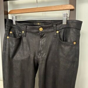 7 For All Mankind women's coated faux leather ankle skinny jeans in black Sz 27